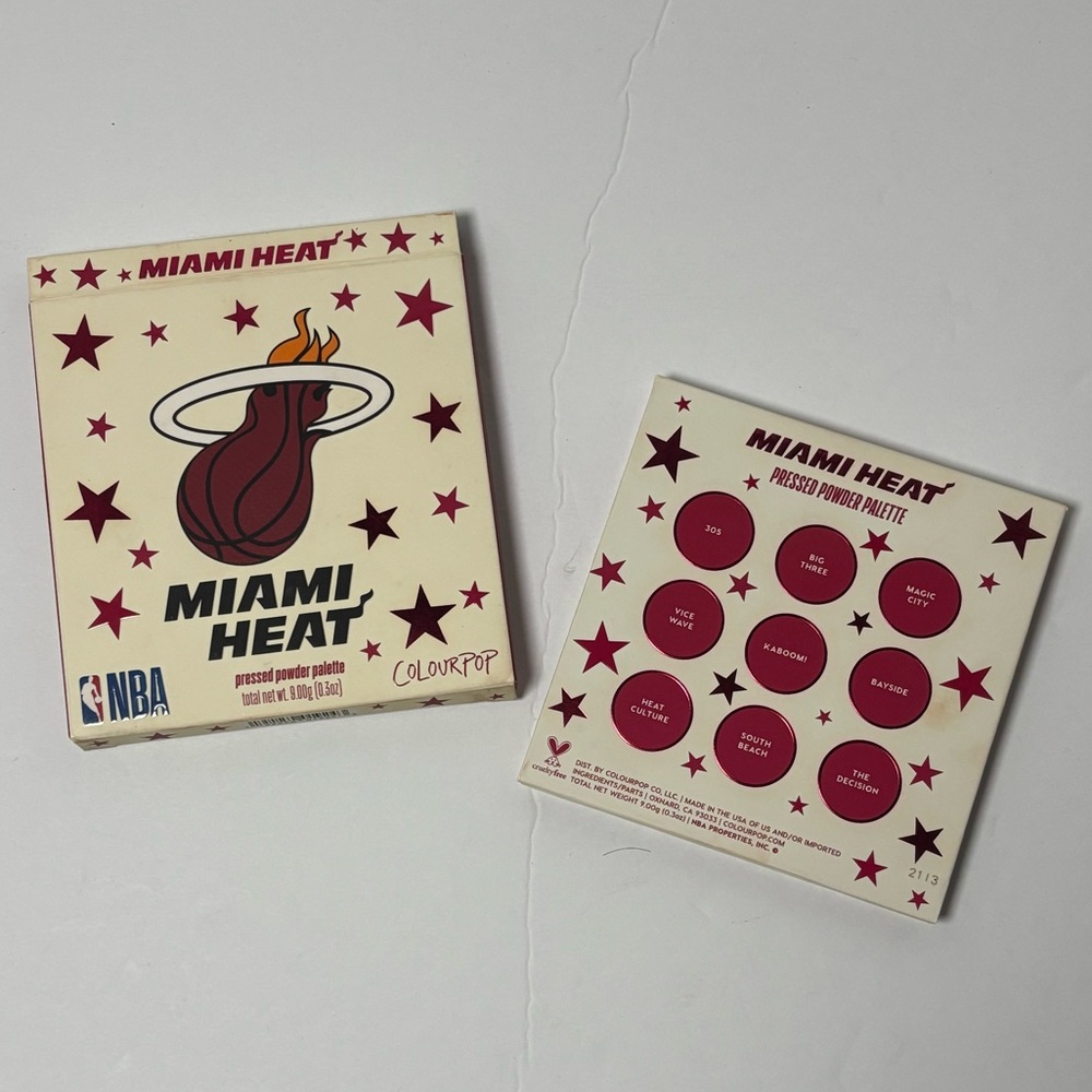 Colourpop x NBA Miami Heat Eyeshadow Palette Sports Collection Fan Makeup NEW